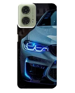 Чехол для Motorola MOTO G24 с картинкой «Взгляд BMW с синими фарами»