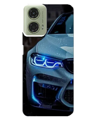 Чехол для Motorola MOTO G24 с картинкой «Взгляд BMW с синими фарами»