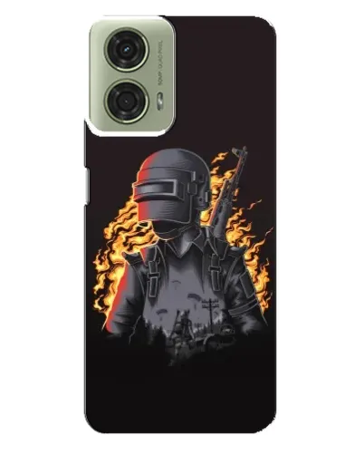 Чехол для Motorola MOTO G24 с картинкой «PUBG — огненный силуэт»