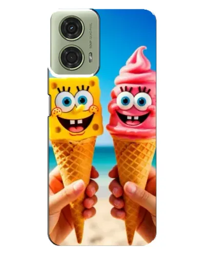 Чехол для Motorola MOTO G24 с картинкой «Спанч Боб мороженое»