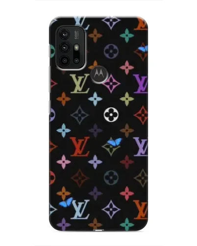 Чехол для Motorola MOTO G30 с картинкой «Цветная монограмма LV»