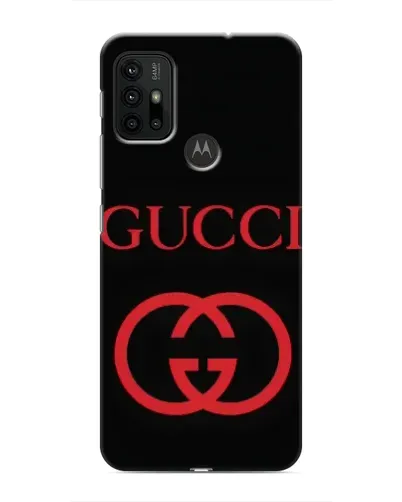 Чехол для Motorola MOTO G30 с картинкой «Gucci — красный логотип»