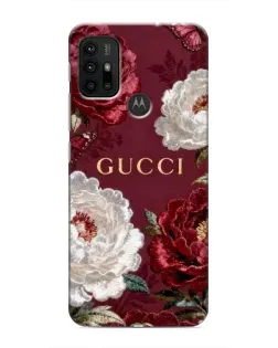 Чехол для Motorola MOTO G30 с картинкой «Gucci — бордовые розы»
