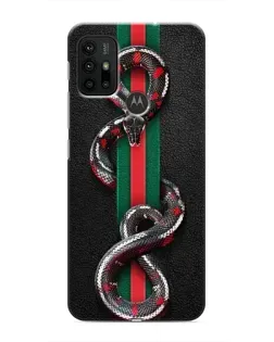 Чехол для Motorola MOTO G30 с картинкой «Gucci — змея на полосе»
