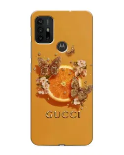 Чехол для Motorola MOTO G30 с картинкой «Gucci — золотые бабочки»