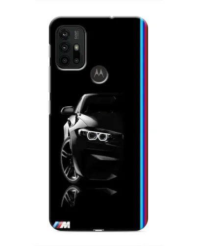 Чехол для Motorola MOTO G30 с картинкой «Силуэт BMW в темноте»