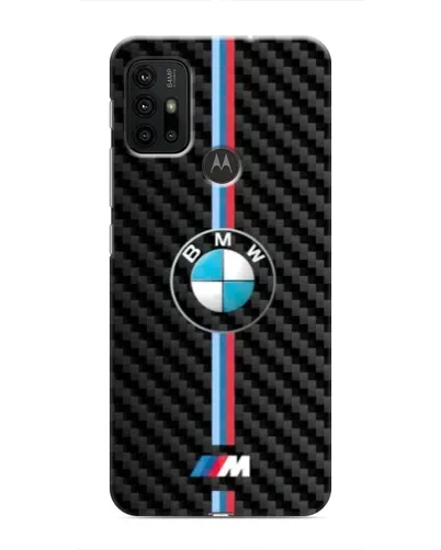 Чехол для Motorola MOTO G30 с картинкой «Эмблема BMW и карбон»