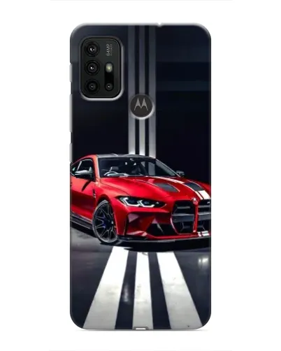 Чехол для Motorola MOTO G30 с картинкой «Красная BMW на дороге»