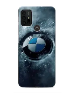 Чехол для Motorola MOTO G30 с картинкой «Логотип BMW — лед»