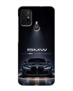 Чехол для Motorola MOTO G30 с картинкой «BMW сквозь ночной город»