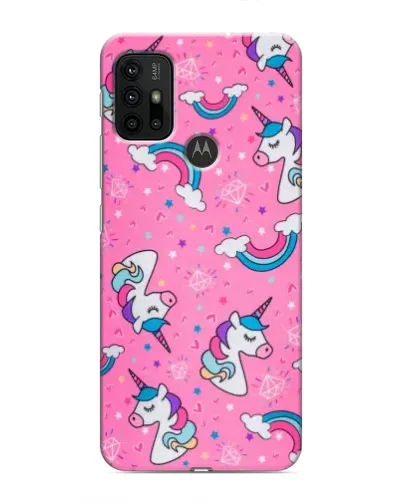 Чехол для Motorola MOTO G30 с картинкой «Unicorn паттерн розовый»
