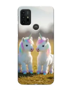 Чехол для Motorola MOTO G30 с картинкой «Пара единорогов»