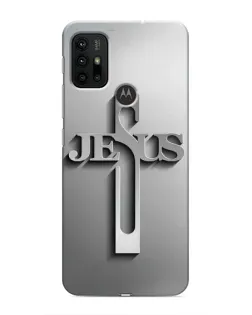 Чехол для Motorola MOTO G30 с картинкой «Металлический крест Jesus»