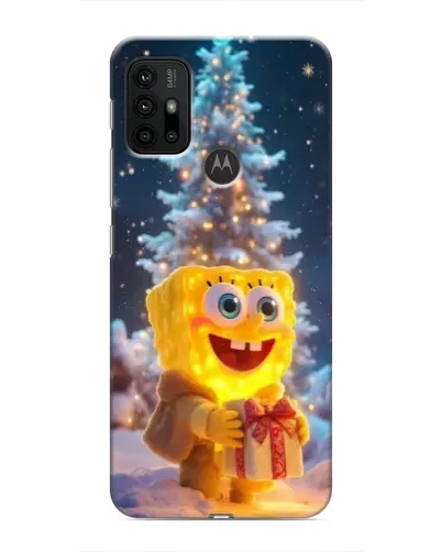 Чехол для Motorola MOTO G30 с картинкой «Рождественский Спанч Боб»