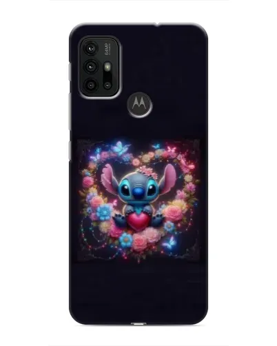 Чехол для Motorola MOTO G30 с картинкой «Stitch в цветах»