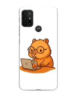 Чехол для Motorola MOTO G30 с картинкой «Капибара с ноутбуком»