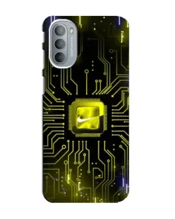 Чехол для Motorola MOTO G31 с картинкой «Nike — золотая искра»