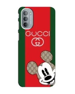 Чехол для Motorola MOTO G31 с картинкой «Gucci — полосы и Микки»