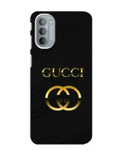 Чехол для Motorola MOTO G31 с картинкой «Золотой логотип Gucci»