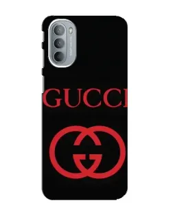 Чехол для Motorola MOTO G31 с картинкой «Gucci — красный логотип»
