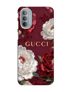 Чехол для Motorola MOTO G31 с картинкой «Gucci — бордовые розы»