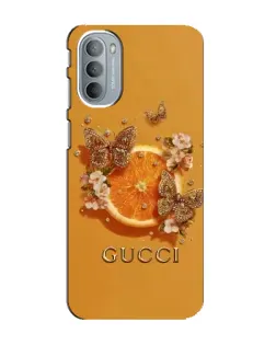 Чехол для Motorola MOTO G31 с картинкой «Gucci — золотые бабочки»