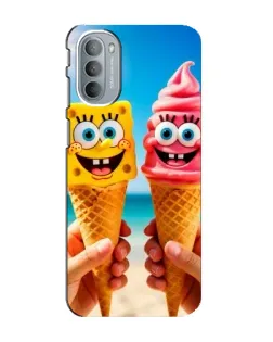 Чехол для Motorola MOTO G31 с картинкой «Спанч Боб мороженое»