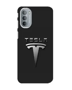 Чехол для Motorola MOTO G31 с картинкой «Стальной логотип Tesla»