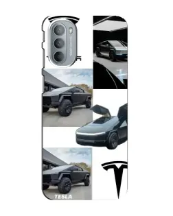 Чехол для Motorola MOTO G31 с картинкой «Коллаж Cybertruck Tesla»