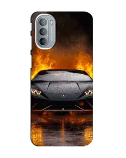 Чехол для Motorola MOTO G31 с картинкой «Lamborghini в огне»