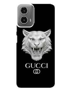Чехол для Motorola MOTO G34 с картинкой «Gucci — серебряный лев»