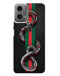 Чехол для Motorola MOTO G34 с картинкой «Gucci — змея на полосе»