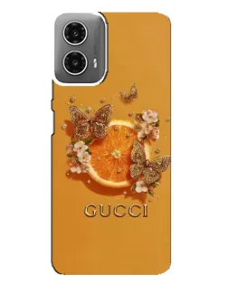 Чехол для Motorola MOTO G34 с картинкой «Gucci — золотые бабочки»