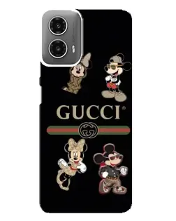 Чехол для Motorola MOTO G34 с картинкой «Gucci — герои Disney и монограмма»