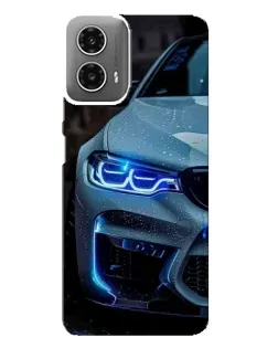 Чехол для Motorola MOTO G34 с картинкой «Взгляд BMW с синими фарами»