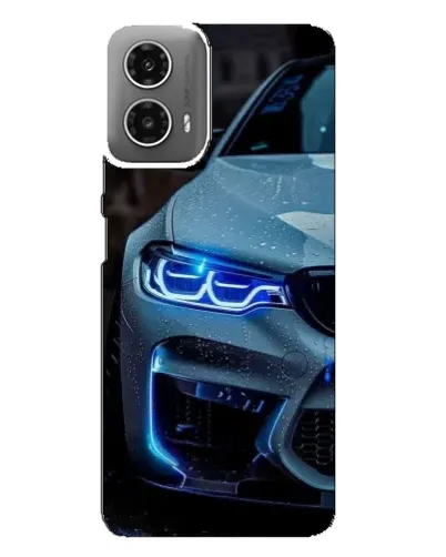 Чехол для Motorola MOTO G34 с картинкой «Взгляд BMW с синими фарами»