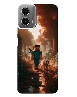 Чехол для Motorola MOTO G34 с картинкой «Стив в лесу» Чехол для Motorola MOTO G34 с картинкой «Стив в лесу»