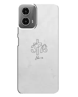 Чехол для Motorola MOTO G34 с картинкой «Иоанна 3:16 Крест»