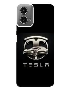 Чехол для Motorola MOTO G34 с картинкой «Tesla — серебристое авто» Чехол для Motorola MOTO G34 с картинкой «Tesla — серебристое авто»