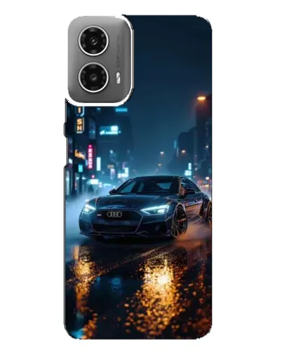 Чехол для Motorola MOTO G34 с картинкой «Ночной город и Audi»