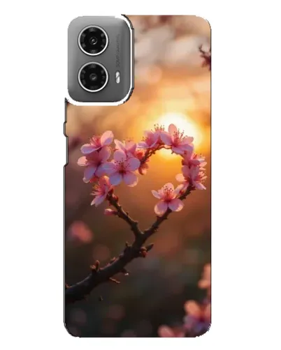 Чехол для Motorola MOTO G34 с картинкой «Розовый цвет сердце на фоне заката» Чехол для Motorola MOTO G34 с картинкой «Розовый цвет сердце на фоне заката»