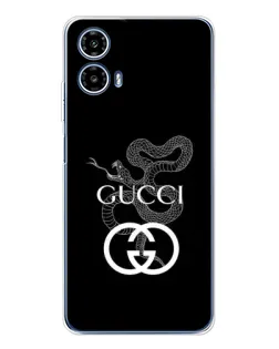 Чехол для Motorola Moto G35 с картинкой «Gucci — серебряная змея» Чехол для Motorola Moto G35 с картинкой «Gucci — серебряная змея»