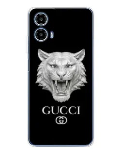 Чехол для Motorola Moto G35 с картинкой «Gucci — серебряный лев» Чехол для Motorola Moto G35 с картинкой «Gucci — серебряный лев»