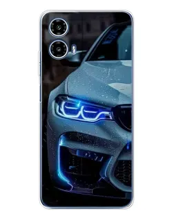 Чехол для Motorola Moto G35 с картинкой «Взгляд BMW с синими фарами» Чехол для Motorola Moto G35 с картинкой «Взгляд BMW с синими фарами»