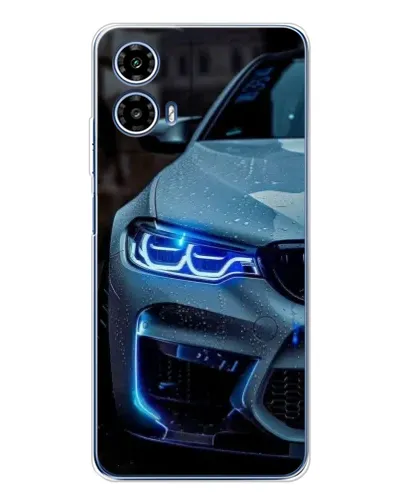 Чехол для Motorola Moto G35 с картинкой «Взгляд BMW с синими фарами»