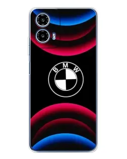 Чехол для Motorola Moto G35 с картинкой «Логотип BMW и неоновые дуги» Чехол для Motorola Moto G35 с картинкой «Логотип BMW и неоновые дуги»