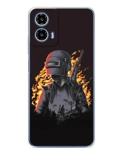 Чехол для Motorola Moto G35 с картинкой «PUBG — огненный силуэт»