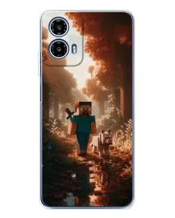 Чехол для Motorola Moto G35 с картинкой «Стив в лесу» Чехол для Motorola Moto G35 с картинкой «Стив в лесу»