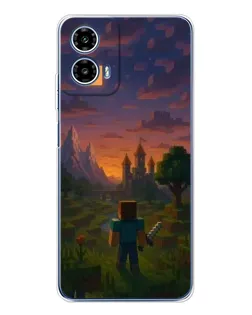 Чехол для Motorola Moto G35 с картинкой «Стив у башни» Чехол для Motorola Moto G35 с картинкой «Стив у башни»