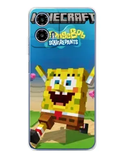 Чехол для Motorola Moto G35 с картинкой «Губка Боб Minecraft» Чехол для Motorola Moto G35 с картинкой «Губка Боб Minecraft»